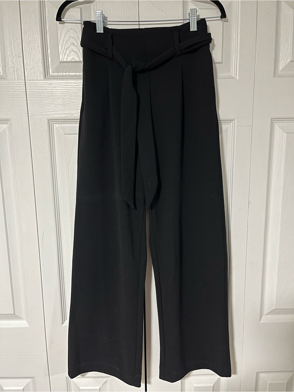 Ardene High-Waist Black Wide-Leg Pants with Tie Belt